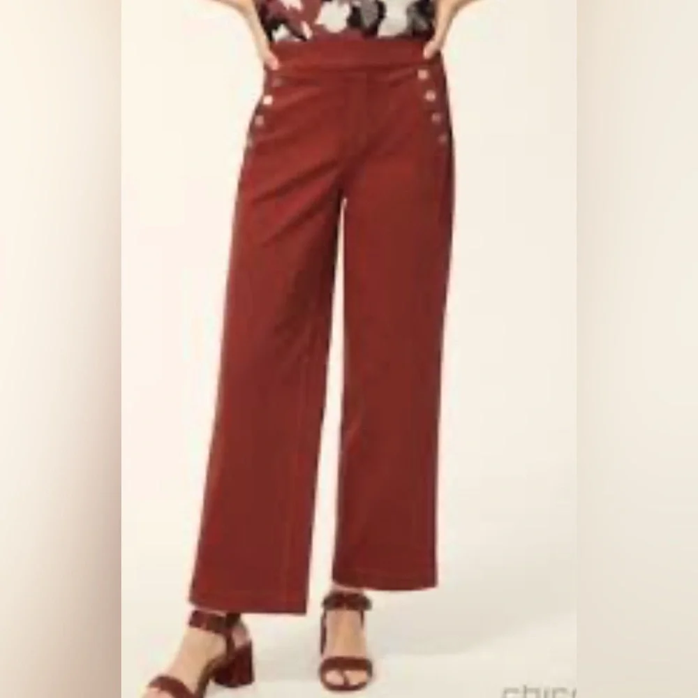 Chico’s Pull-On Wide Leg Ankle Jeans NWT Size 4 US Color Rust - Picture 3 of 11